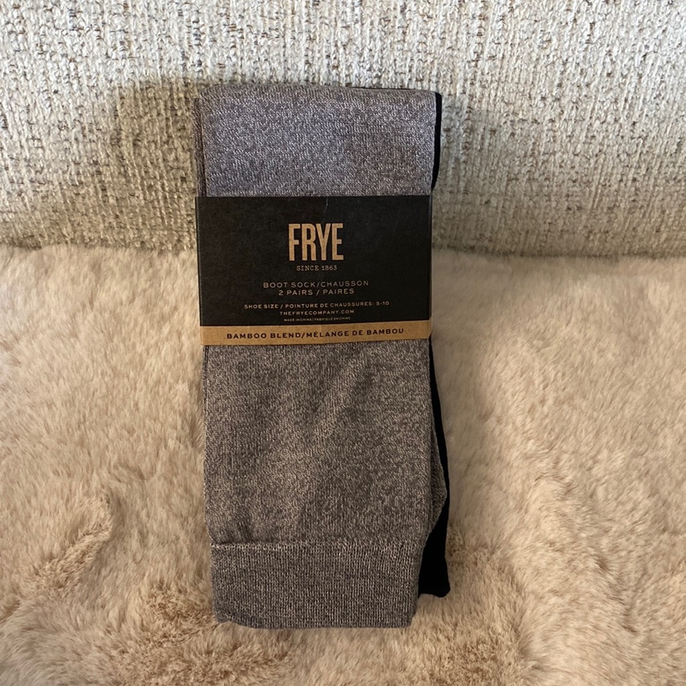 Frye Bamboo Blend Boot Socks - Heather Gray & Black (2 Pairs)